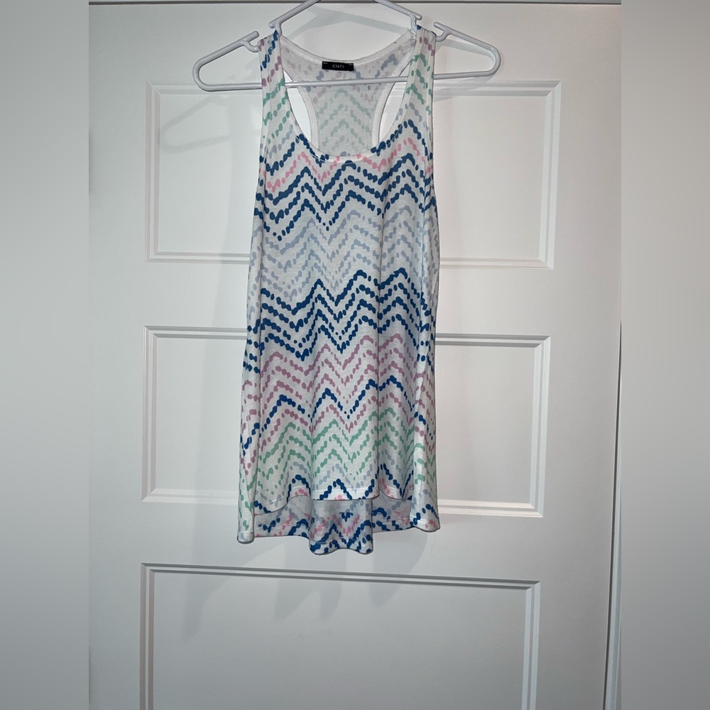Asymmetrical Pink and Blue Tank Top